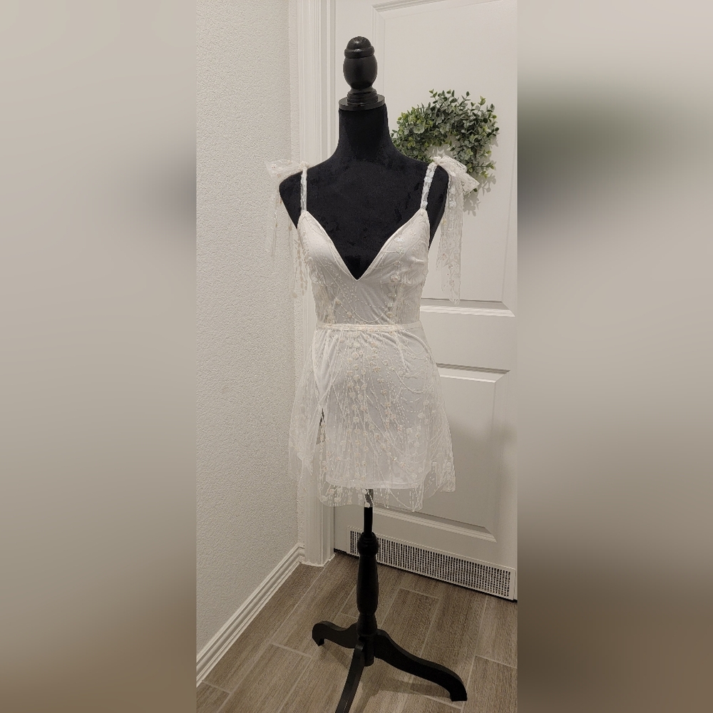 White glitter mini dress